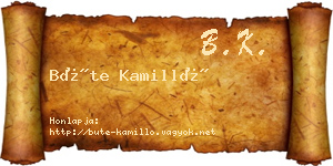 Büte Kamilló névjegykártya